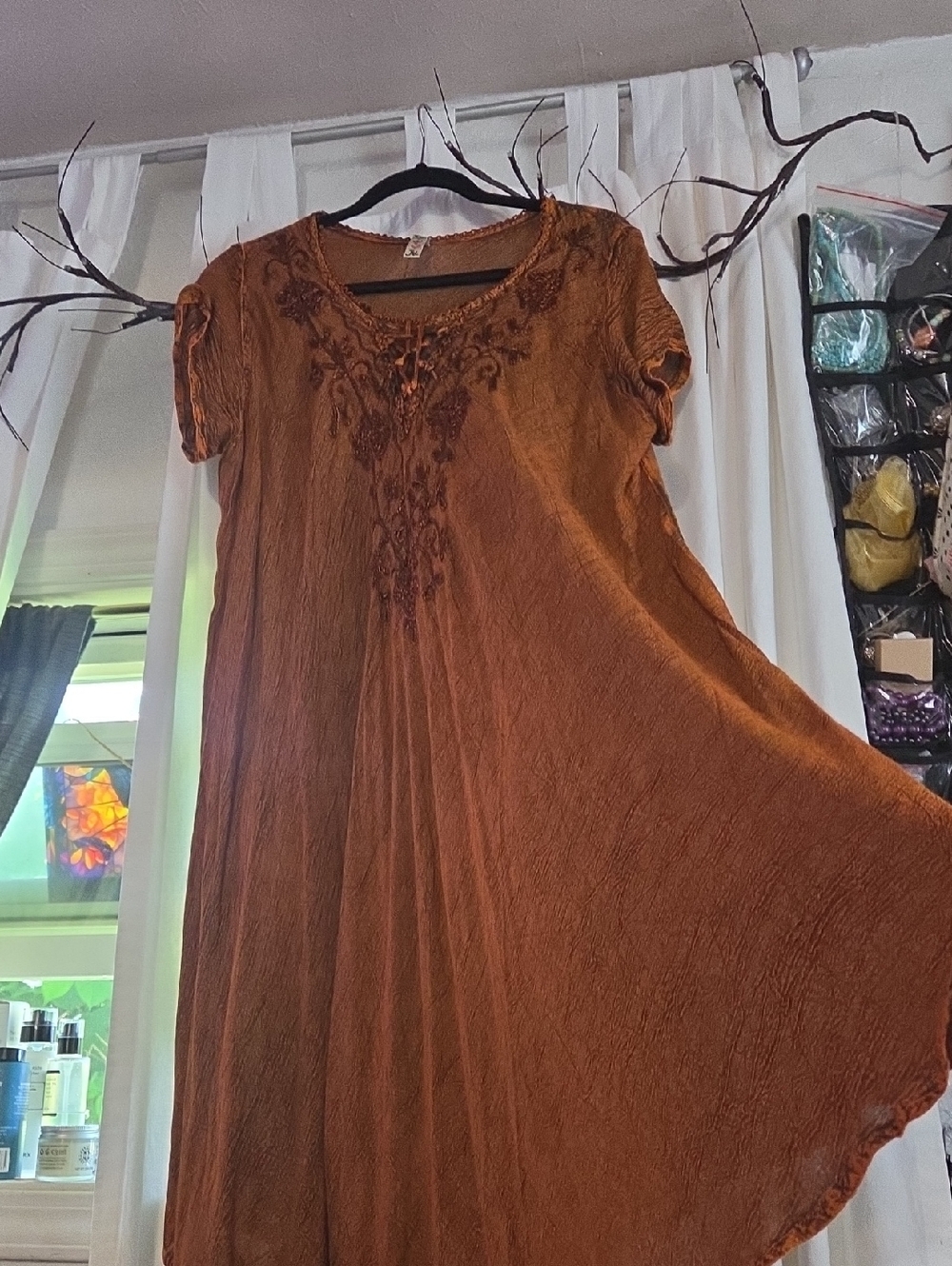 Indian 100% Rayon Embroidered Midi Dress